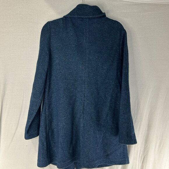 L.L. Bean Bellandi  Blue Button Up Asymmetric Wool Blend Jacket Coat Women LP - Picture 5 of 9